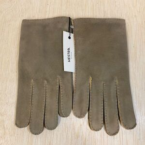NEW! Hestra Men's Size 9 • Taupe Sheepskin Leather Gloves Wool Lined • Hairsheep